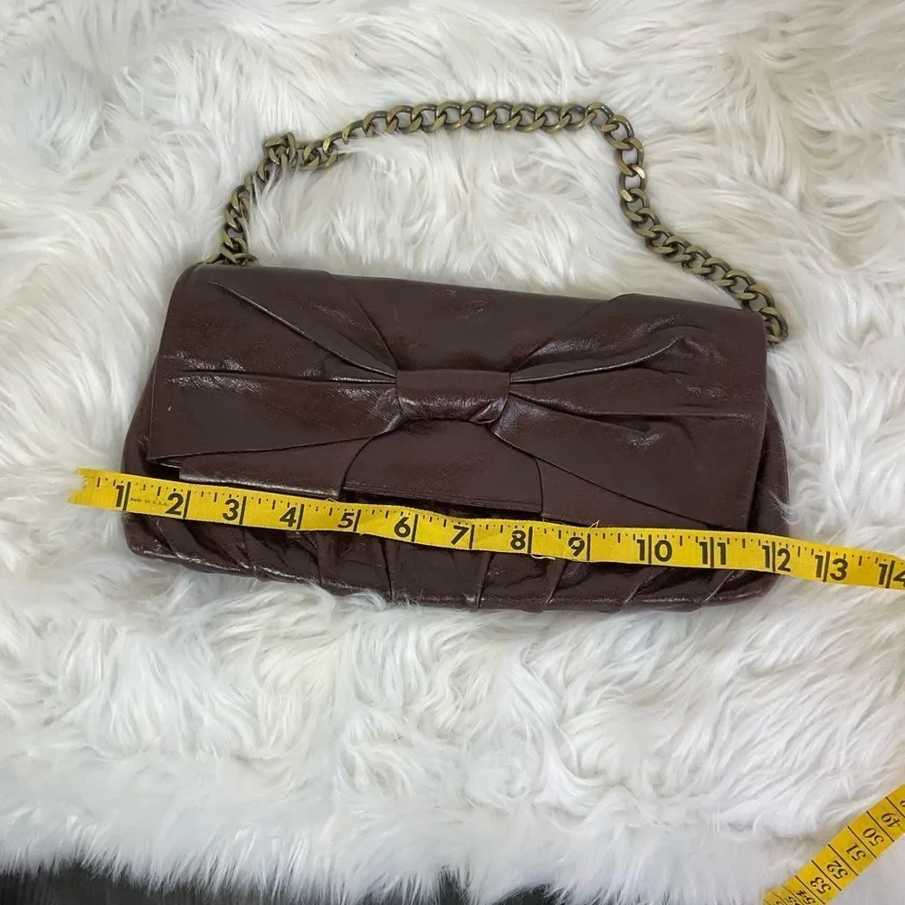 Hobo International Women's Dark Brown Bow Chain Purse Clutch Bag